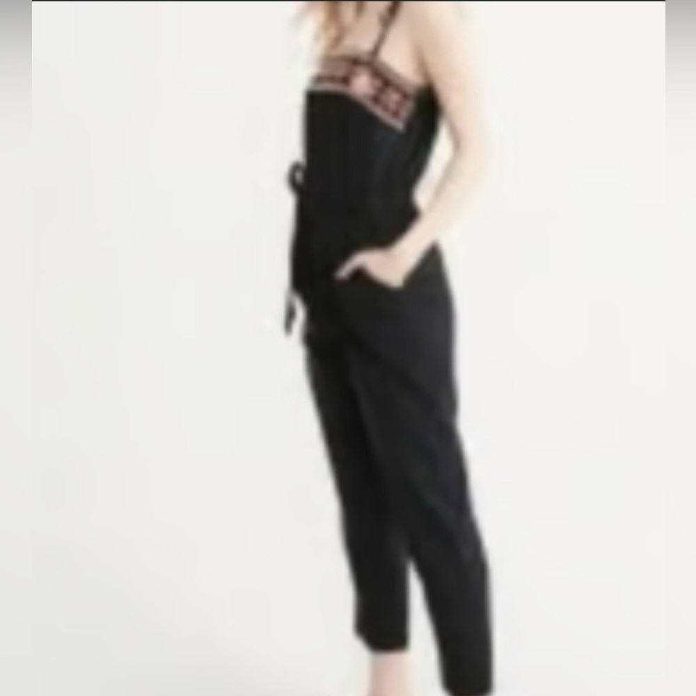 Abercrombie & Fitch|Embroidered Aztec Border Full Length Jumpsuit, Boho/Tassels• - Picture 2 of 16